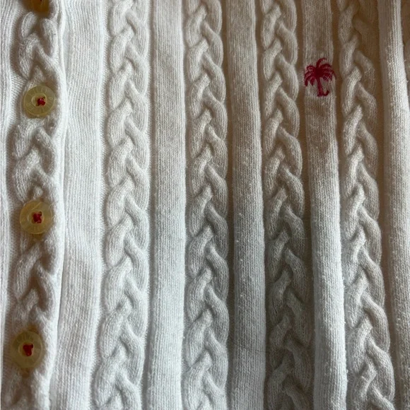 NWOT! Lilly Pulitzer White Cable Knit Top with Pink Label - Picture 3 of 5